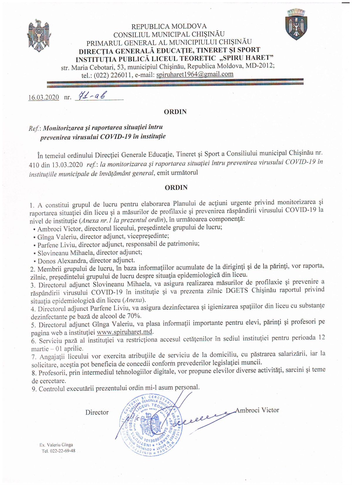 ÎN ATENŢIA CADRELOR DIDACTICE DIN IPLT "SPIRU HARET"