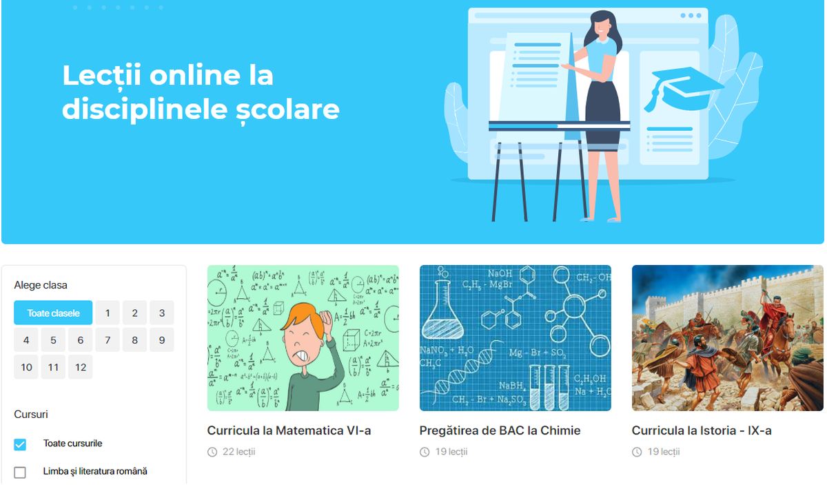 Cursuri online pentru elevi