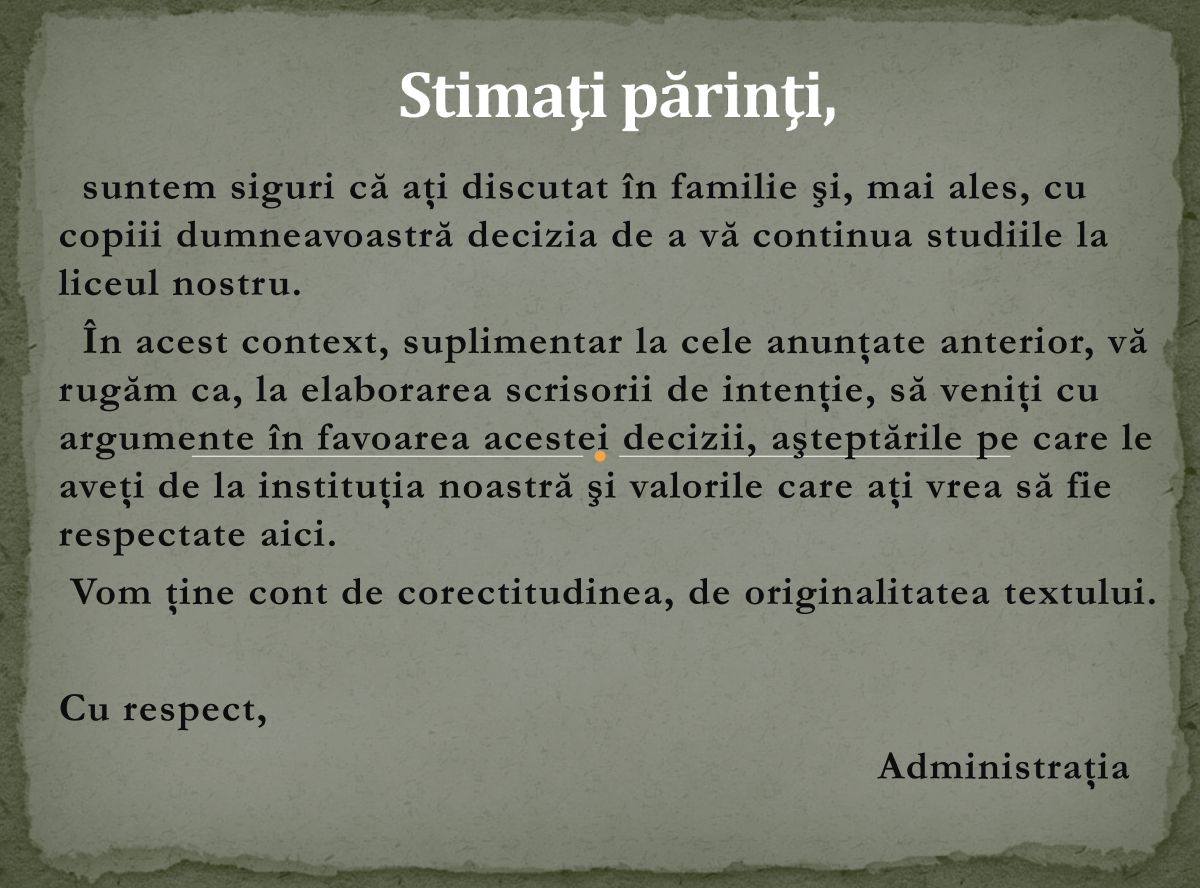 ADMITERE ÎN CLASA A 5-a. ADRESARE
