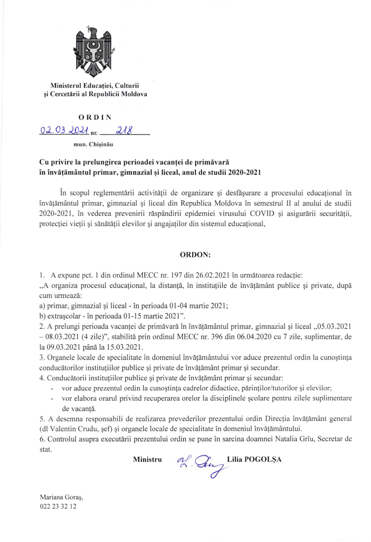 PRELUNGIREA PERIOADEI VACANȚEI DE PRIMĂVARĂ  